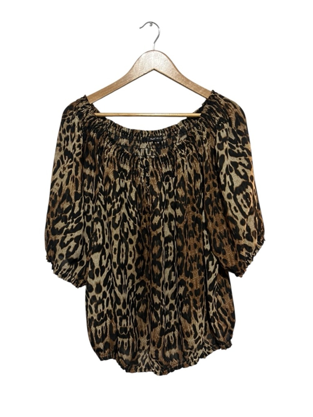 Violet & Claire Women’s Leopard Print Off Plus Size 2X Brown Black Semi Sheer